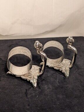 2 Vintage Victorian Reproduction Figural Bird Napkin Rings Late 20th Century